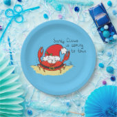 Cute Crab Kerstmis Funny Holiday Santa Cartoon Papieren Bordje (Feest)