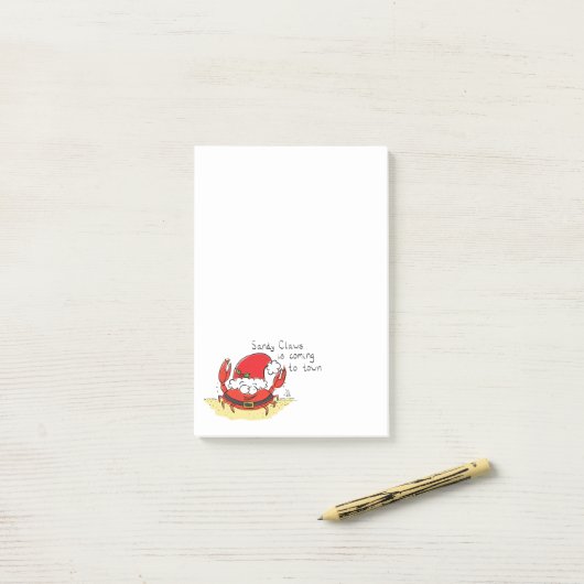 Cute Crab Kerstmis Funny Holiday Santa Cartoon Post-it® Notes (Op bureau)