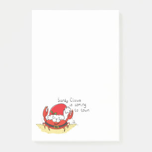 Cute Crab Kerstmis Funny Holiday Santa Cartoon Post-it® Notes