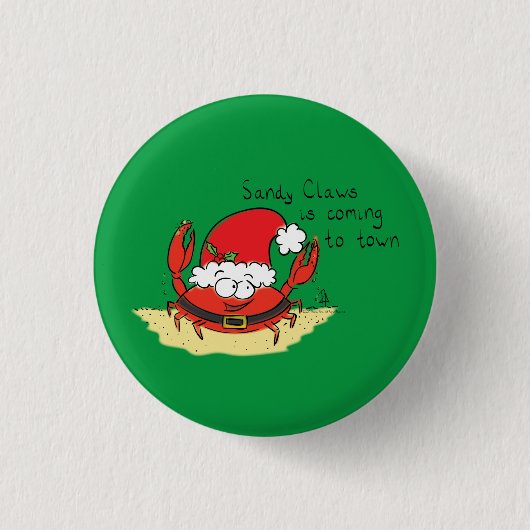 Cute Crab Kerstmis Funny Holiday Santa Cartoon Ronde Button 3,2 Cm (Voorkant)