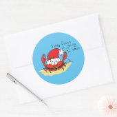 Cute Crab Kerstmis Funny Holiday Santa Cartoon Ronde Sticker (Envelop)