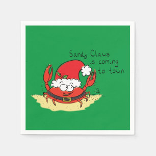 Cute Crab Kerstmis Funny Holiday Santa Cartoon Servet