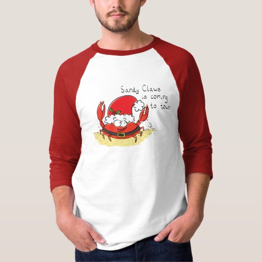 Cute Crab Kerstmis Funny Holiday Santa Cartoon T-shirt (Voorkant)