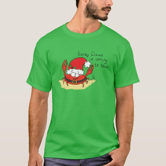 Cute Crab Kerstmis Funny Holiday Santa Cartoon T-shirt (Voorkant)