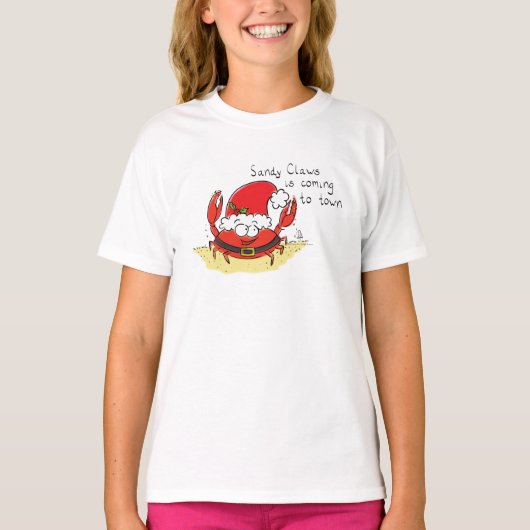 Cute Crab Kerstmis Funny Holiday Santa Cartoon T-shirt (Voorkant)