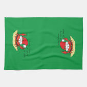 Cute Crab Kerstmis Funny Holiday Santa Cartoon Theedoek (Horizontaal)