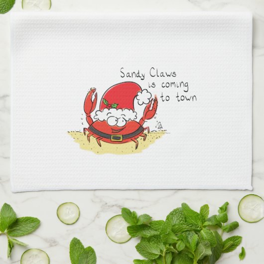 Cute Crab Kerstmis Funny Holiday Santa Cartoon Theedoek (Gevouwen)