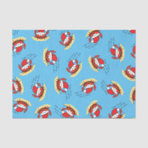 Cute Crab Kerstmis Funny Holiday Santa Cartoon Tissuepapier