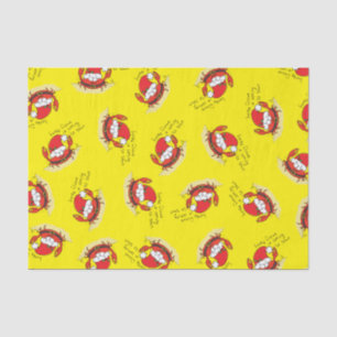 Cute Crab Kerstmis Funny Holiday Santa Cartoon Tissuepapier