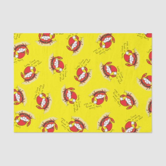 Cute Crab Kerstmis Funny Holiday Santa Cartoon Tissuepapier (Voorkant)