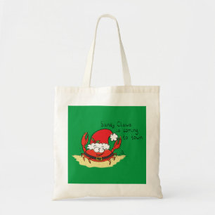 Cute Crab Kerstmis Funny Holiday Santa Cartoon Tote Bag