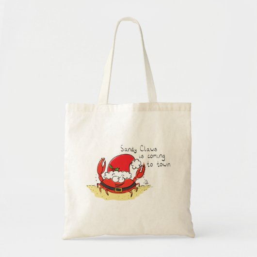 Cute Crab Kerstmis Funny Holiday Santa Cartoon Tote Bag (Voorkant)