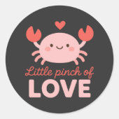 Cute Crab Little Pinch of Love Valentines Day Ronde Sticker (Voorkant)