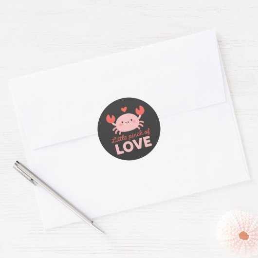 Cute Crab Little Pinch of Love Valentines Day Ronde Sticker (Envelop)