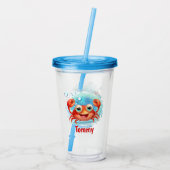 Cute Crab Name Kinder Acryl Drinkbeker (Achterkant)