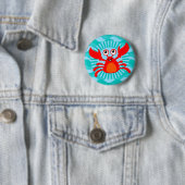 Cute Crab - Nautical Fish Ocean Zee Ronde Button 5,7 Cm (In situ)