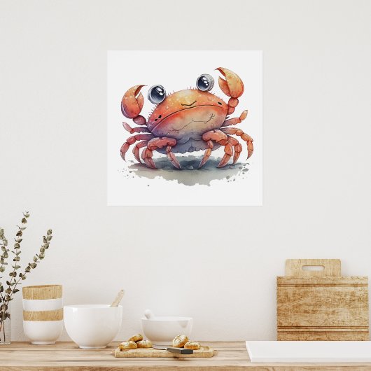 Cute Crab Poster (Keuken)