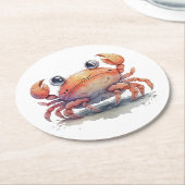 Cute Crab Round Paper-Onderzetter Ronde Kartonnen Onderzetter (Gebogen)