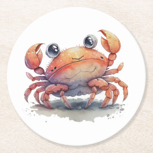 Cute Crab Round Paper-Onderzetter Ronde Kartonnen Onderzetter
