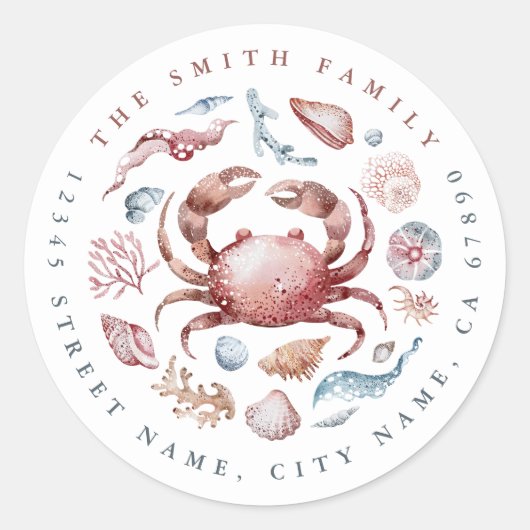 Cute Crab Round Stickers (Voorkant)