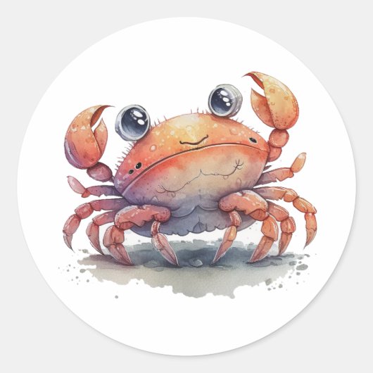 Cute Crab Round Stickers (Voorkant)