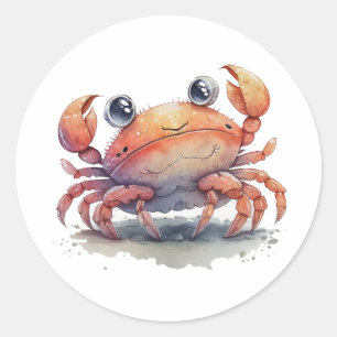 Cute Crab Round Stickers