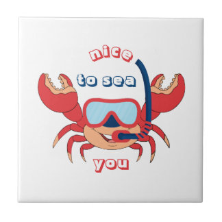 Cute Crab Snorkel Cartoon Nice om je te Zeeen Tegeltje
