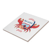 Cute Crab Snorkel Cartoon Nice om je te Zeeen Tegeltje (Zijkant)