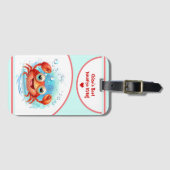 Cute Crab Summer Vacation Custom text Girl Bagagelabel (Voorkant (horizontaal))