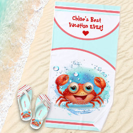 Cute Crab Summer Vacation name Girl Strandlaken