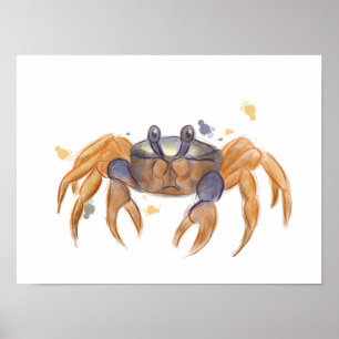 Cute crab tekening poster