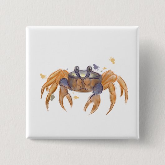 Cute crab tekening vierkante button 5,1 cm (Voorkant)