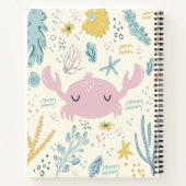 Cute Crab Underwater Shells Pastel Aangepaste naam Notitieboek (Achterkant)