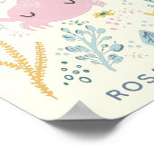 Cute Crab Underwater Shells Pastel Aangepaste naam Poster (Hoek)