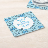 Cute Crab Zee Animals Boy Happy Birthday Kartonnen Onderzetters (Schuin)