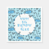 Cute Crab Zee Animals Boy Happy Birthday Servet (Voorkant)