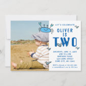 Cute Crab Zee Animals Shell Boy 2de verjaardag Kaart (Voorkant)