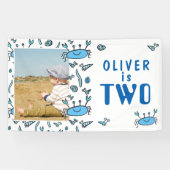 Cute Crab Zee Animals Shell Boy 2de verjaardag Spandoek (Horizontaal)