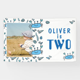 Cute Crab Zee Animals Shell Boy 2de verjaardag Spandoek