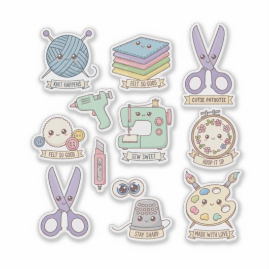 Cute Crafter Kawaii Pack Sticker (Voorkant)