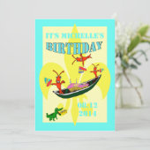 Cute Crawfish Alligator Pirogue Birthday Kaart (Staand voorkant)