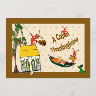 Cute Crawfish en Alligator Cajun Thanksgiving Kaart