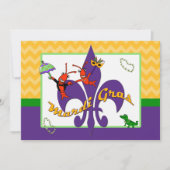 Cute Crawfish Fleur de Lis Mardi Gras Kaart (Voorkant)