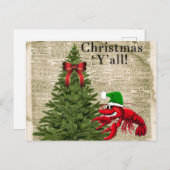 Cute Crawfish Het is Kerstmis Y'all Briefkaart (Voorkant / Achterkant)