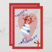 Cute Crawfish (Lobster) Couple's Shower Invitation Kaart (Voorkant / Achterkant)