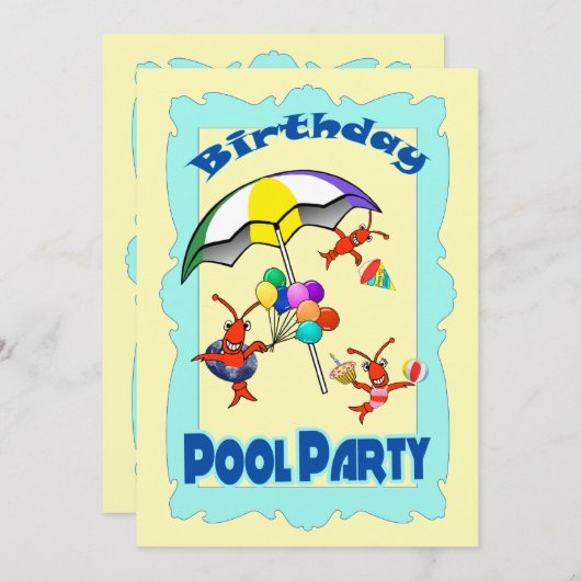 Cute Crawfish Lobster Pool Child Blue Kaart (Voorkant / Achterkant)