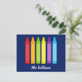 Cute Crayon Aangepast basisleraar Briefkaart (Staand voorkant)