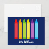 Cute Crayon Aangepast basisleraar Briefkaart (Voorkant / Achterkant)