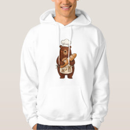 Cute Crayon Baker Beer met Franse Brood Chef T-Shi Hoodie