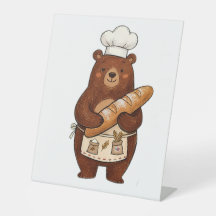 Cute Crayon Baker Beer met Franse Brood Chef T-Shi